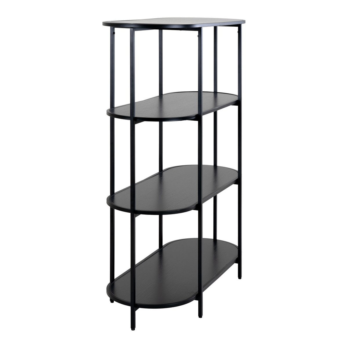 Regal mit 4 ovalen Ablagen schwarz, 85 × 36 × 111 cm | VIA X SELECTION