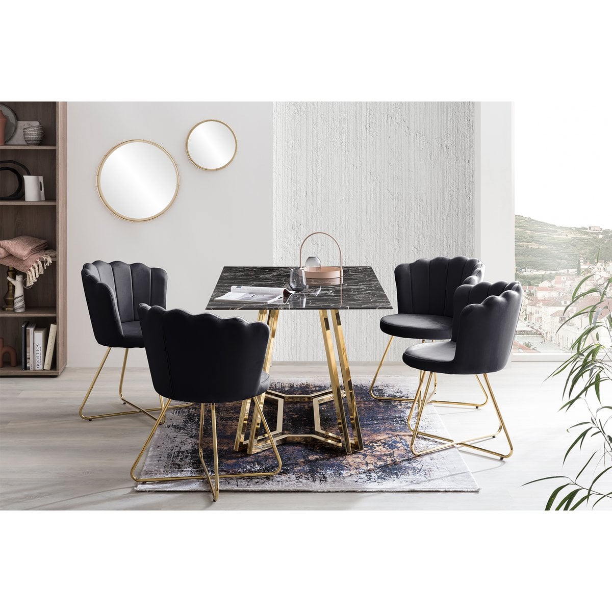 Muschelstuhl aus Samt schwarz im 2er-Set | VIA X SELECTION
