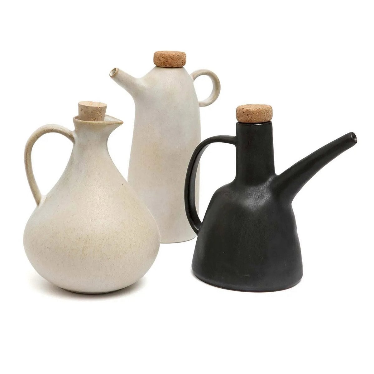 Ölflasche aus schwarzem Steinzeug 16,5 cm | VIA X SELECTION