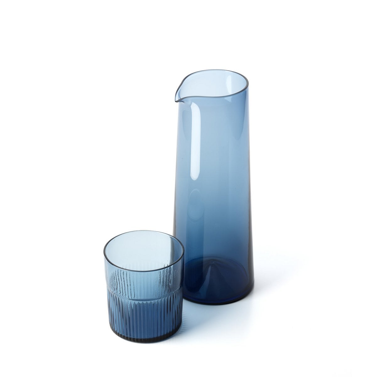 Niedriges Trinkglas aus blauem Recyclingglas 9,5 cm | VIA X SELECTION