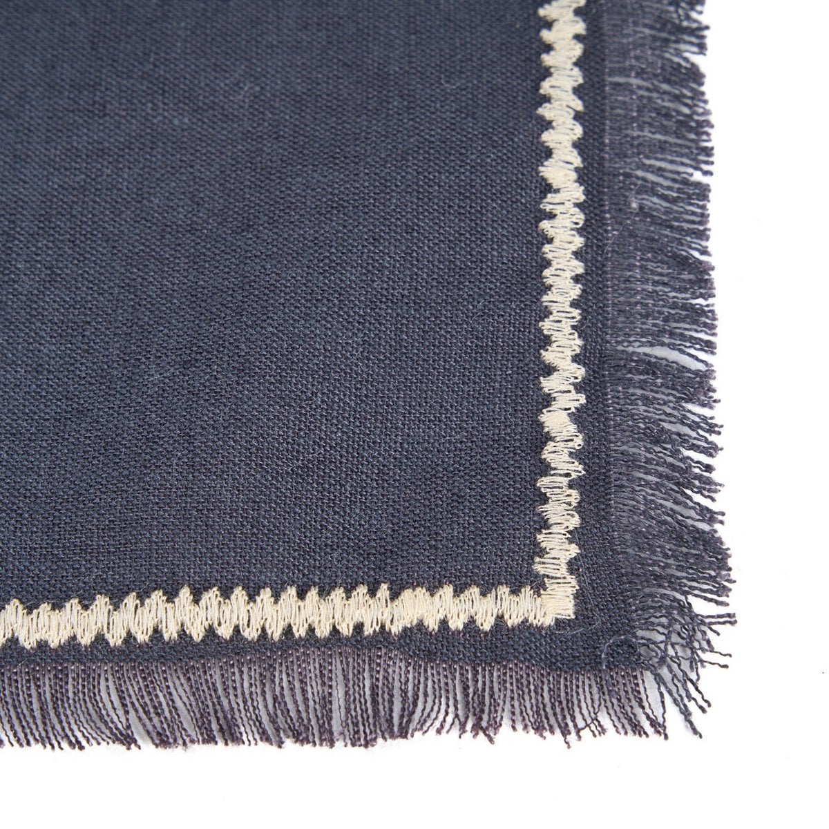 Leinenserviette in Schwarz und Natur, 45 × 45 cm | VIA X SELECTION