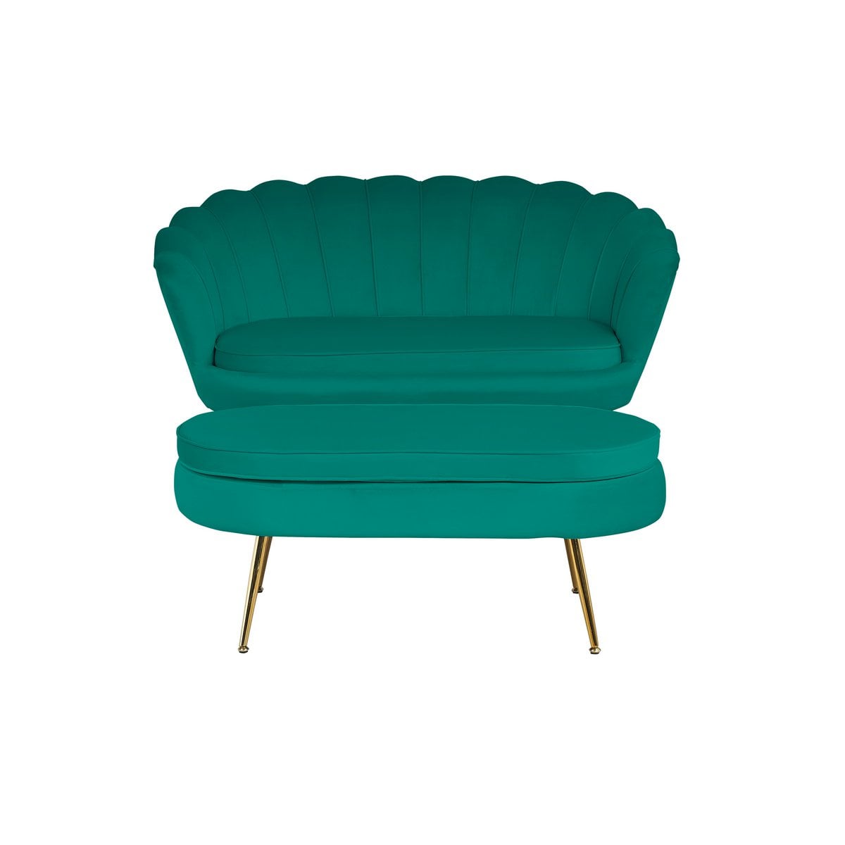 Ovaler Samt-Pouf Grün | VIA X SELECTION