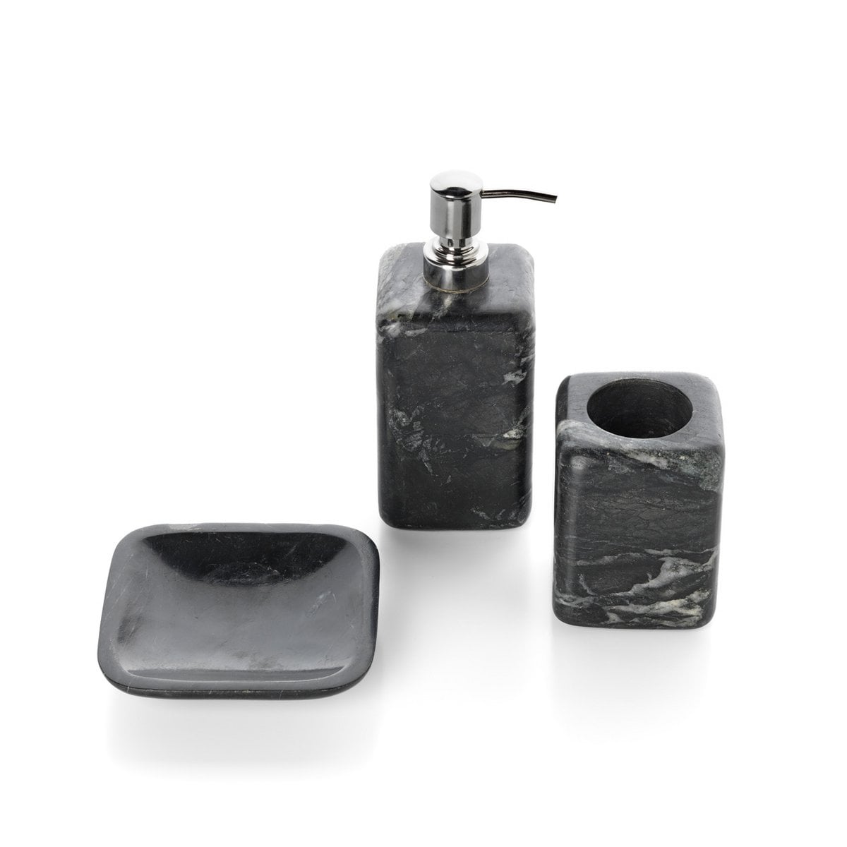 Seifenspender aus schwarzem Marmor mit Metallpumpe | VIA X SELECTION
