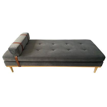 Daybed aus grauem Samt mit Nackenrolle | VIA X SELECTION