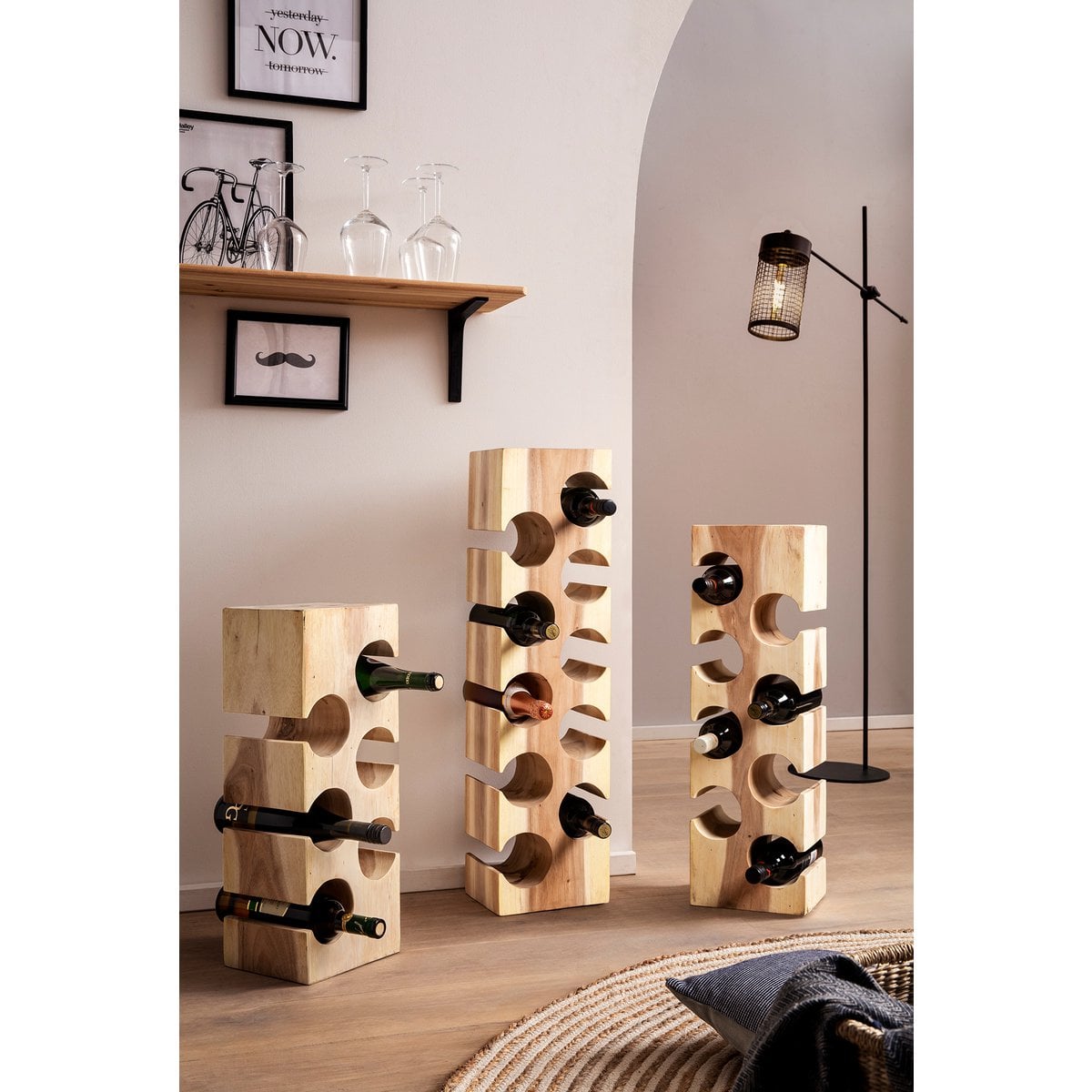 Weinregal aus Suarholz für 8 Flaschen, 21 × 18 × 70 cm | VIA X SELECTION