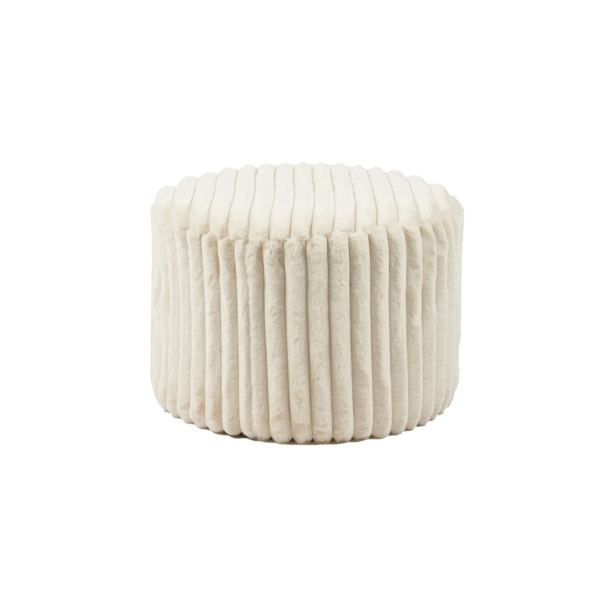 Sitzhocker aus Plüsch-Cord beige mit runder Form | VIA X SELECTION
