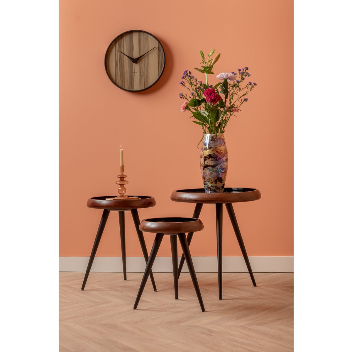Beistelltisch-Set Walnussoptik, Ø, 52 × 59 cm | VIA X SELECTION