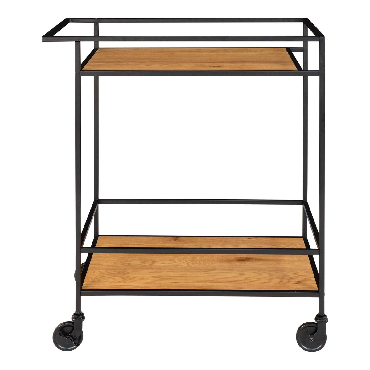 Barwagen in Eichenoptik und Schwarz, 68 × 40 × 79 cm | VIA X SELECTION