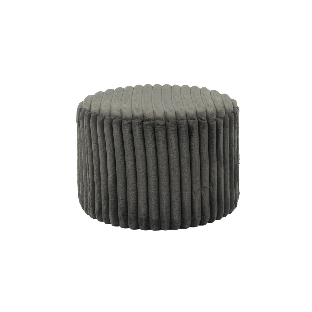 Sitzhocker aus Plüsch-Cord grau mit runder Form | VIA X SELECTION
