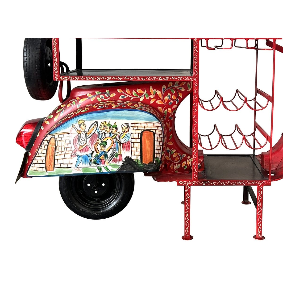 Bartisch aus recyceltem Scooter rot, 170 × 65 × 105 cm | VIA X SELECTION