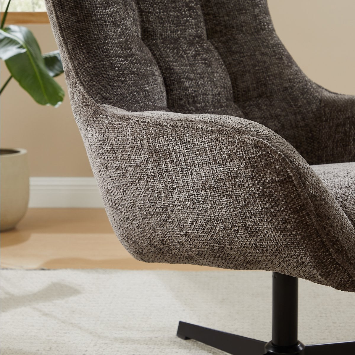 Drehsessel aus Chenille dunkelgrau | VIA X SELECTION