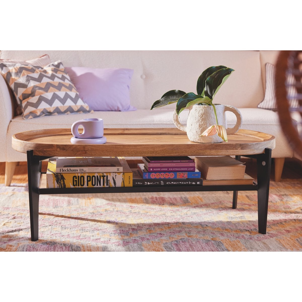TOM TAILOR Home Couchtisch aus Mangoholz mit Tablett und Ablage, 50 × 120 × 40 cm | VIA X SELECTION