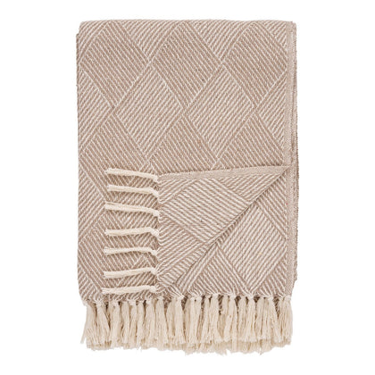 Plaid aus Baumwollmix in Taupe und Beige, 130 × 180 cm | VIA X SELECTION