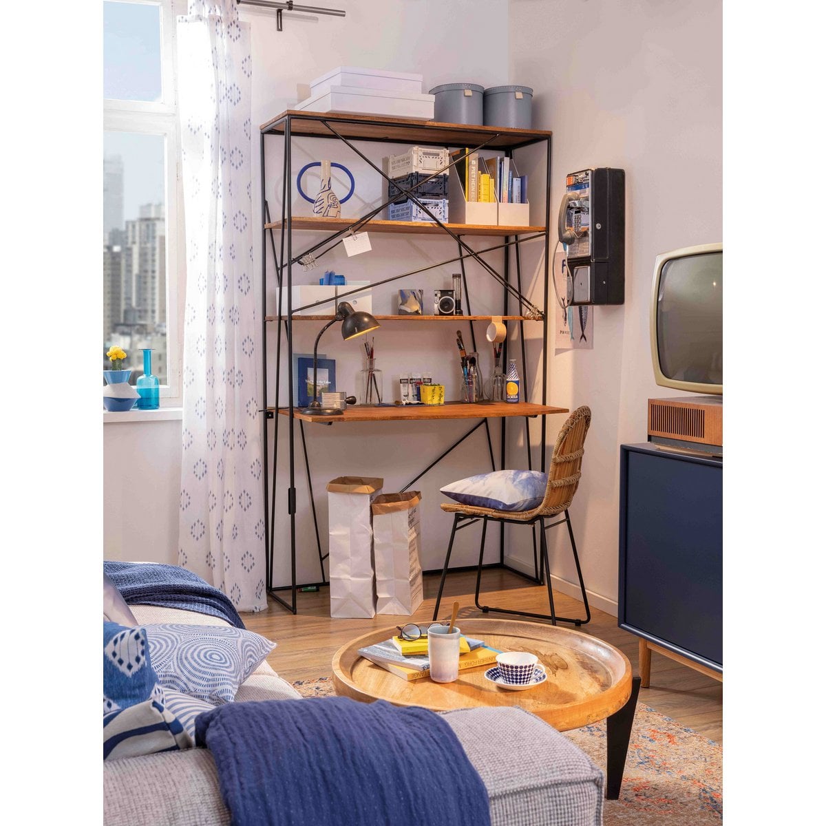 TOM TAILOR Home Esszimmerstuhl aus Rattan mit dichtem Geflecht und schwarzem Metallgestell im 2er-Set | VIA X SELECTION