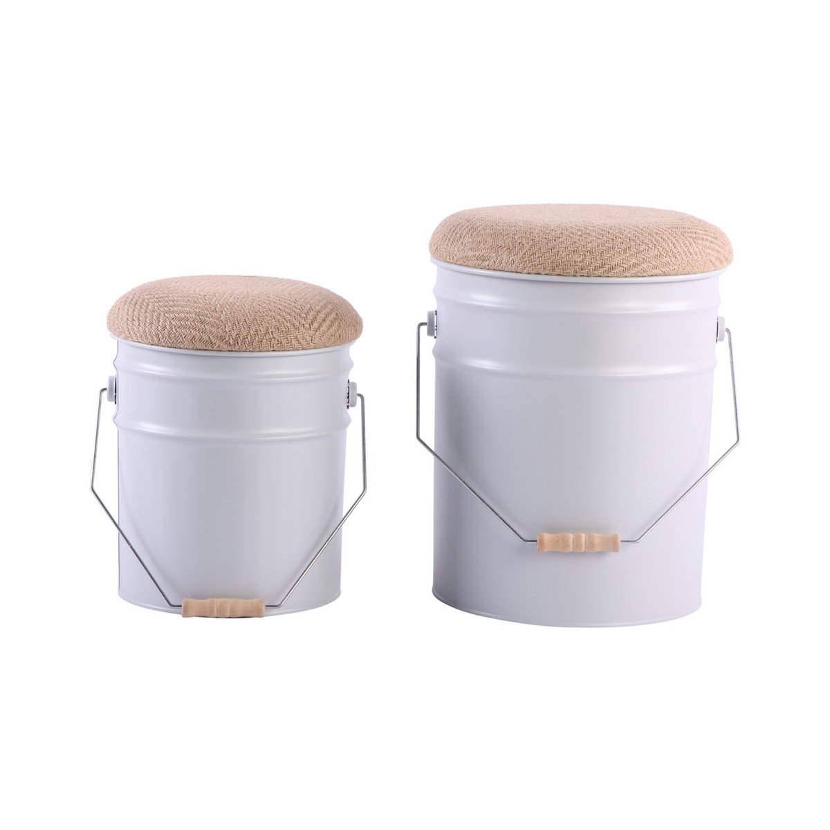 2er-Set Hocker mit Stauraum Weiß | VIA X SELECTION