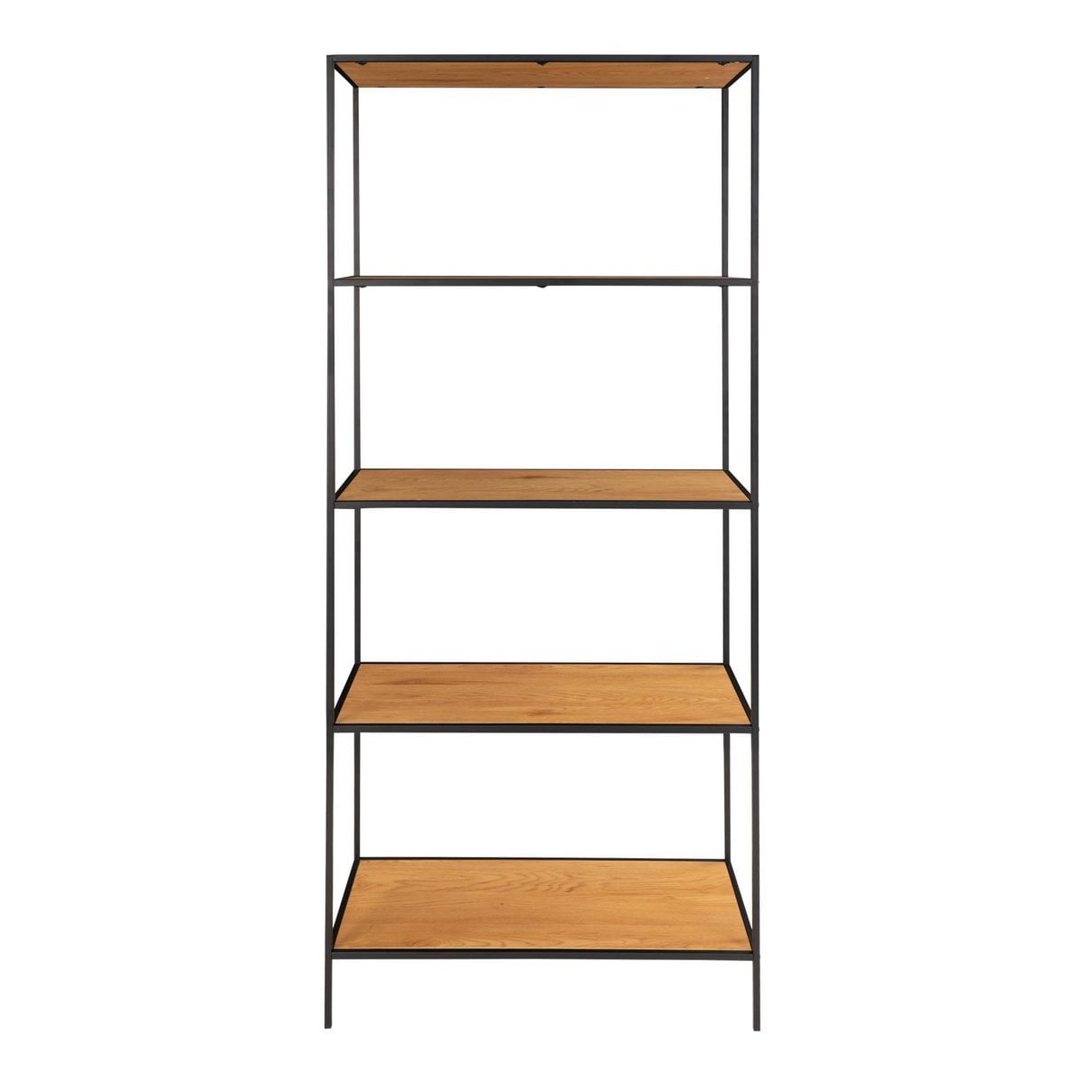 Breites Regal mit 5 Ablagen eichenfarben-schwarz, 80 × 36 × 170 cm | VIA X SELECTION