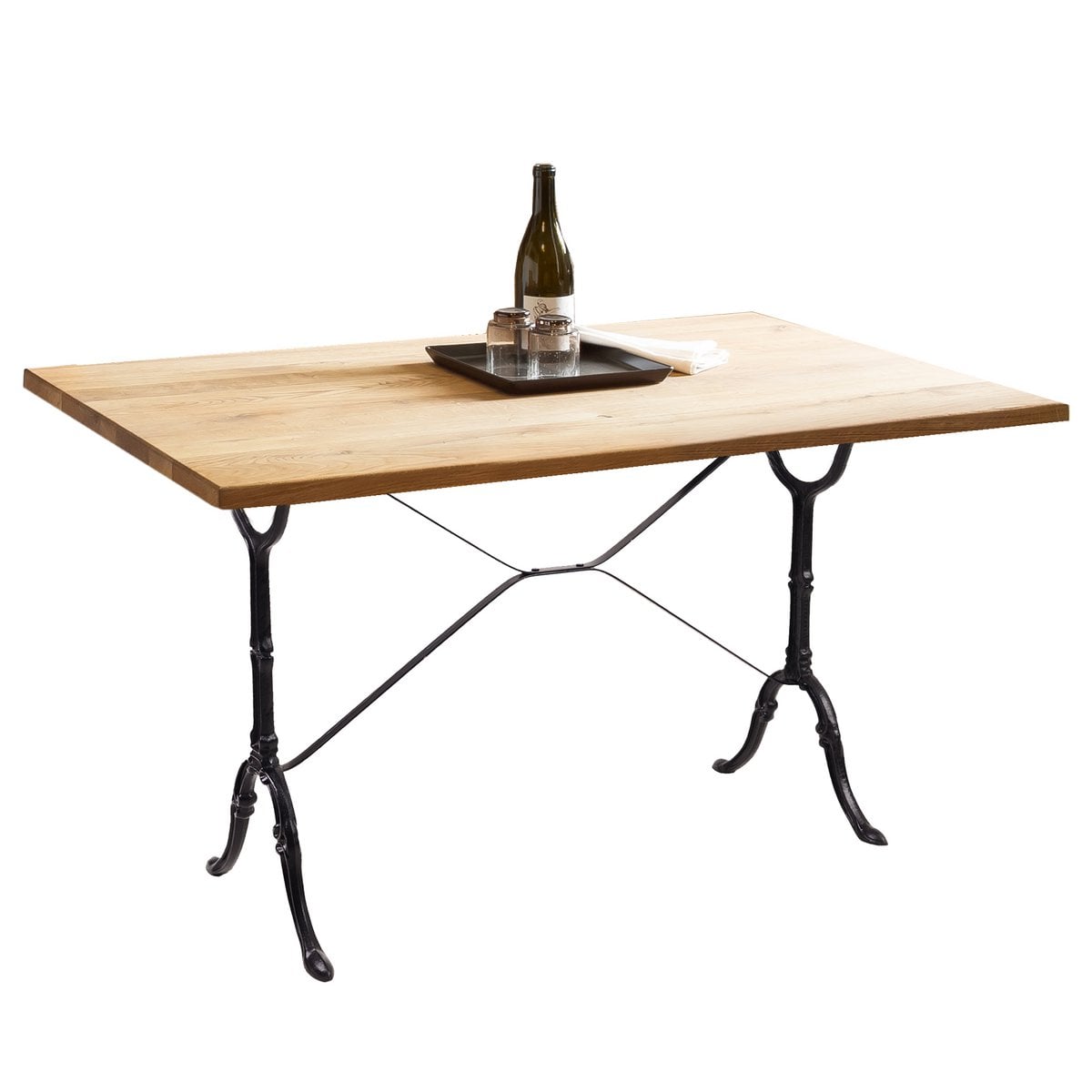Bistrotisch aus Wildeiche mit Gussgestell, 120 × 65 cm | VIA X SELECTION