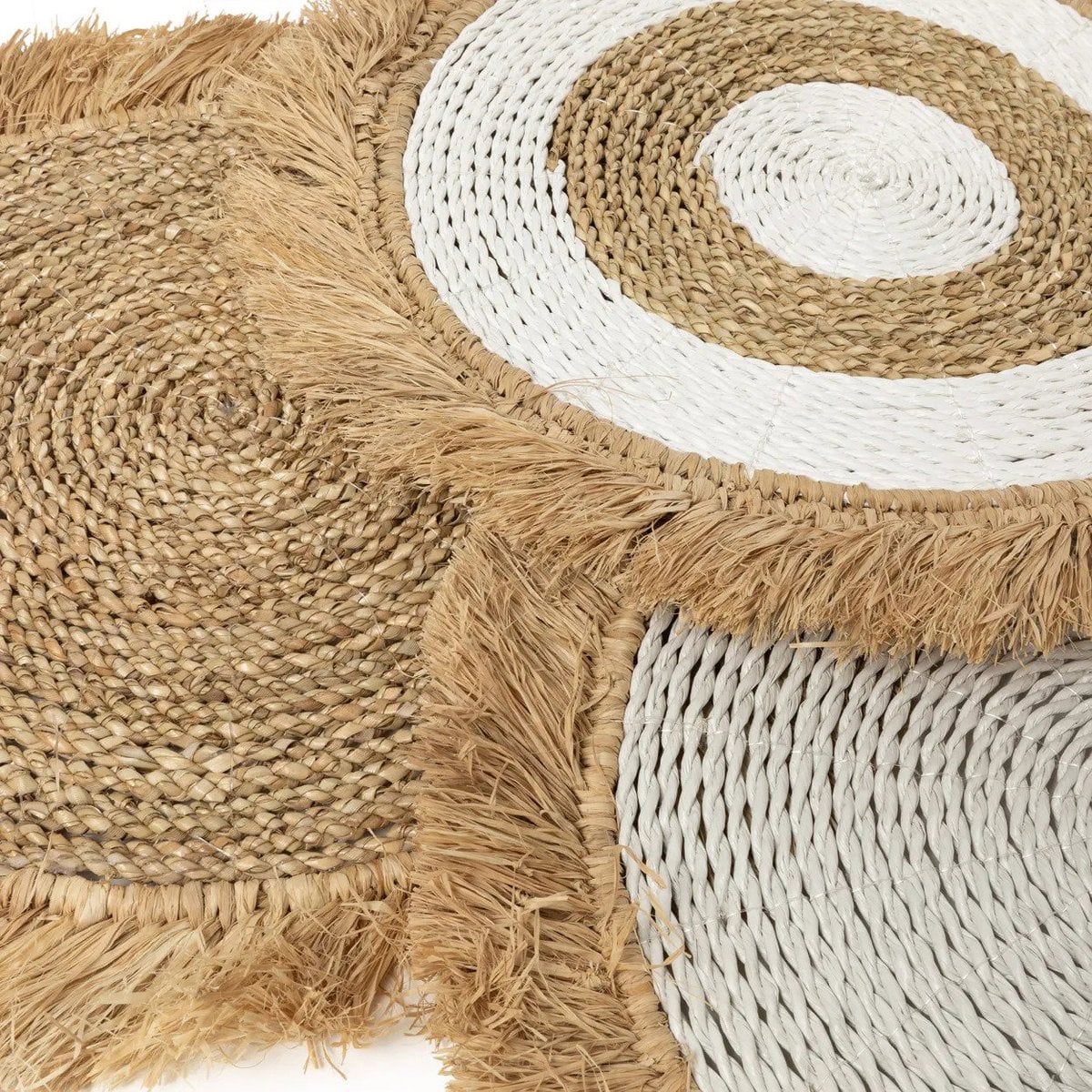 Platzset aus Seegras und Raffia in Weiß-Natur | VIA X SELECTION