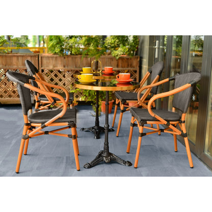Bistrostuhl in Rattanoptik mit beigem Aluminiumgestell im 2er-Set | VIA X SELECTION