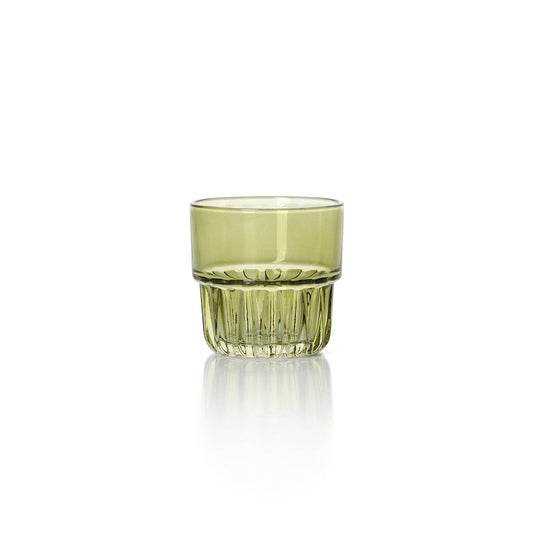 Trinkglas aus facettiertem Glas in Grün 8 cm | VIA X SELECTION