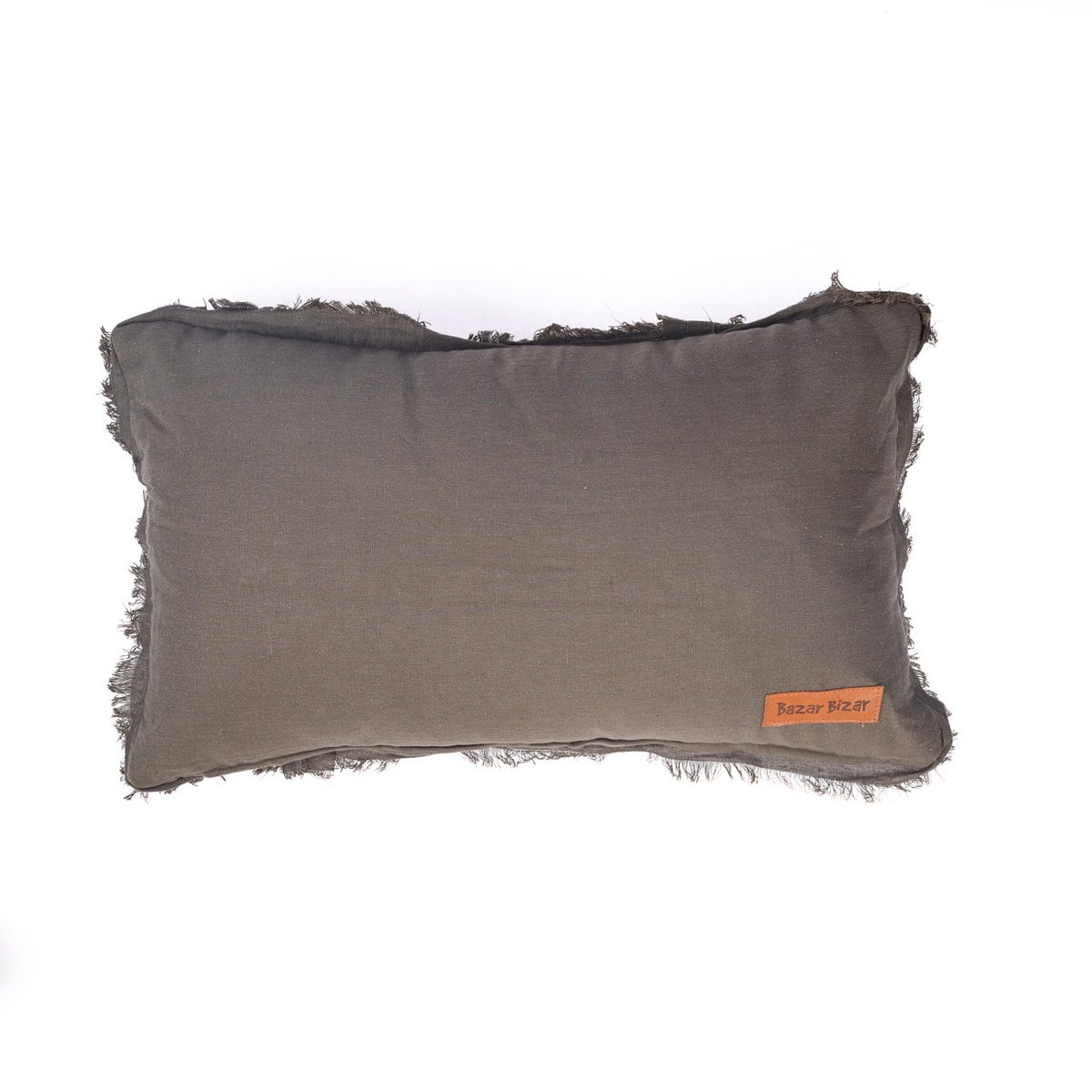 Kissenbezug aus Leinen in Grau mit Fransen, 30 × 50 cm | VIA X SELECTION