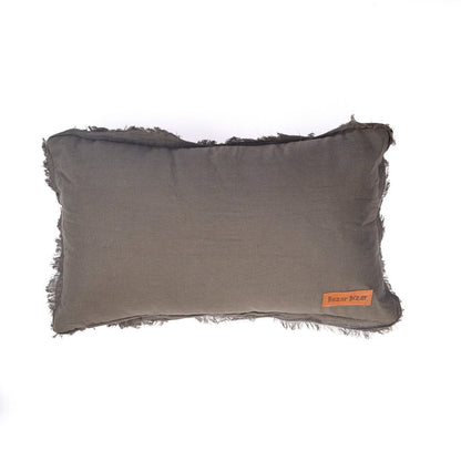 Kissenbezug aus Leinen in Grau mit Fransen, 30 × 50 cm | VIA X SELECTION