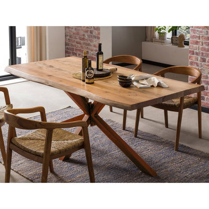 Esstisch Akazienholz Naturton Metallgestell, 160 × 85 cm | VIA X SELECTION