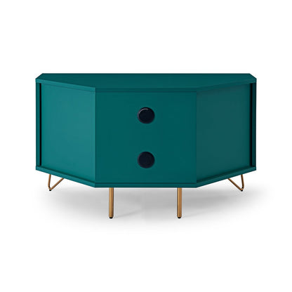 TV-Ecklowboard in Blau mit goldfarbenen Metallbeinen, 100 × 50 × 58 cm | VIA X SELECTION