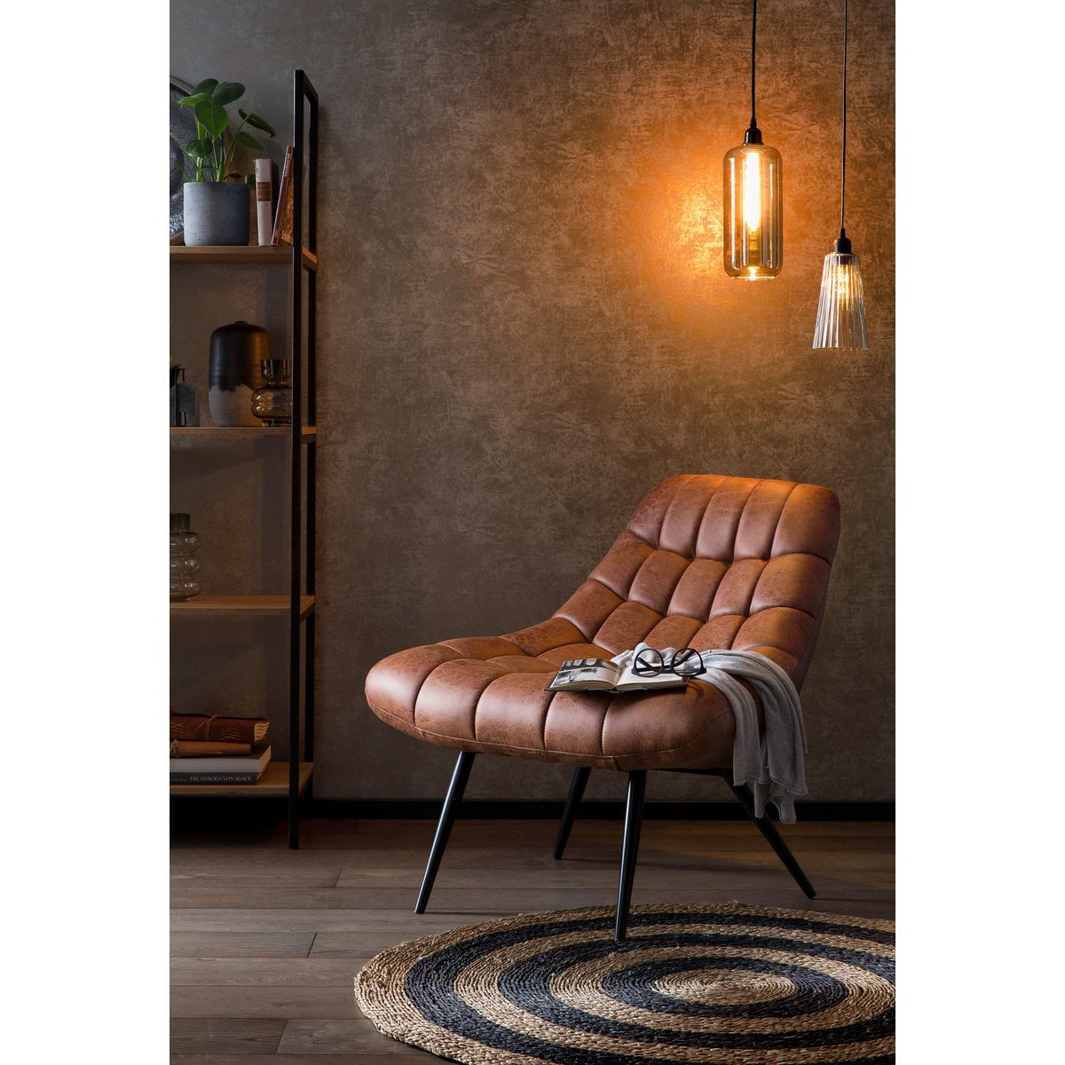 Loungesessel in Lederoptik hellbraun mit XXL-Sitzfläche | VIA X SELECTION