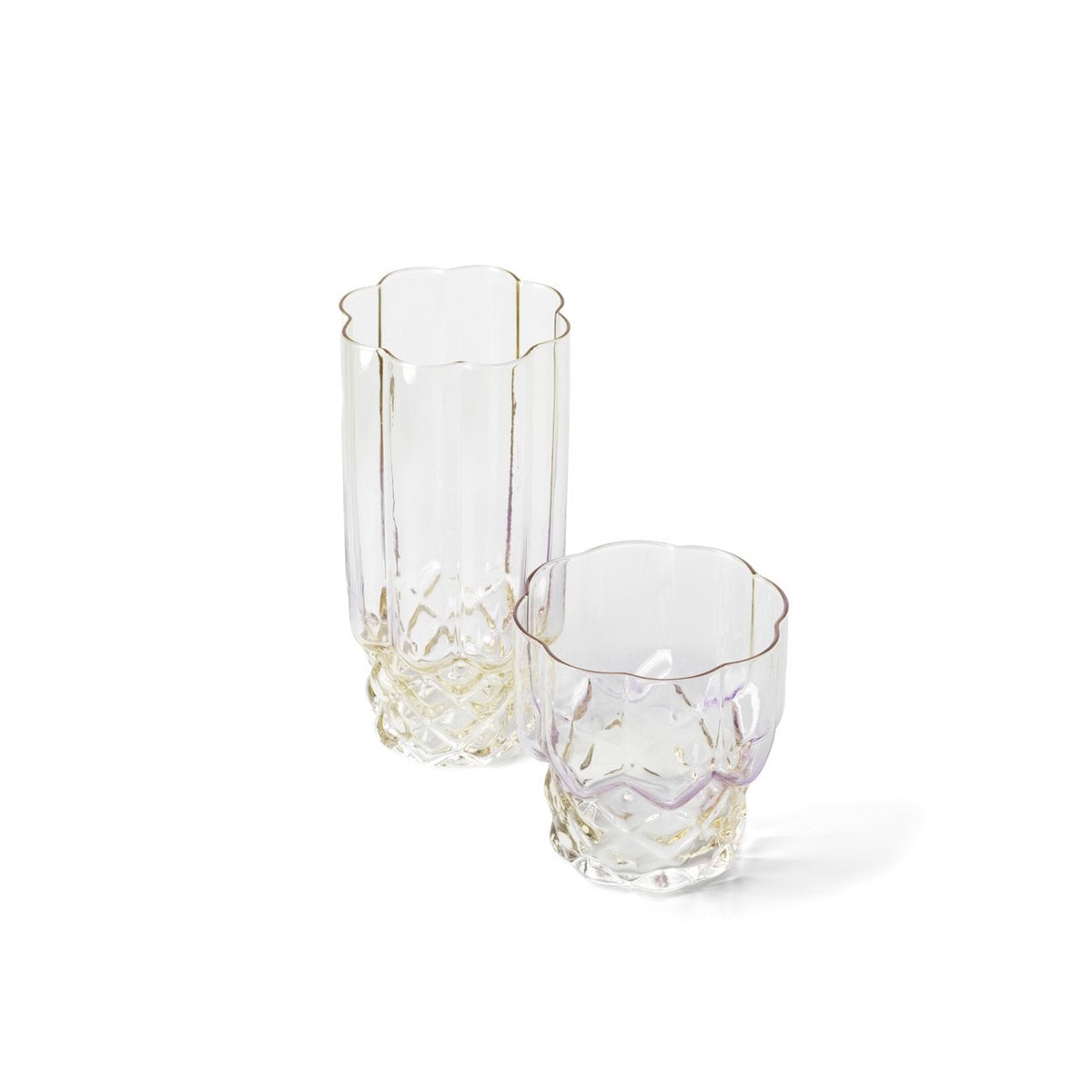 Niedriges Trinkglas aus rosafarbenem Recyclingglas 6 cm | VIA X SELECTION