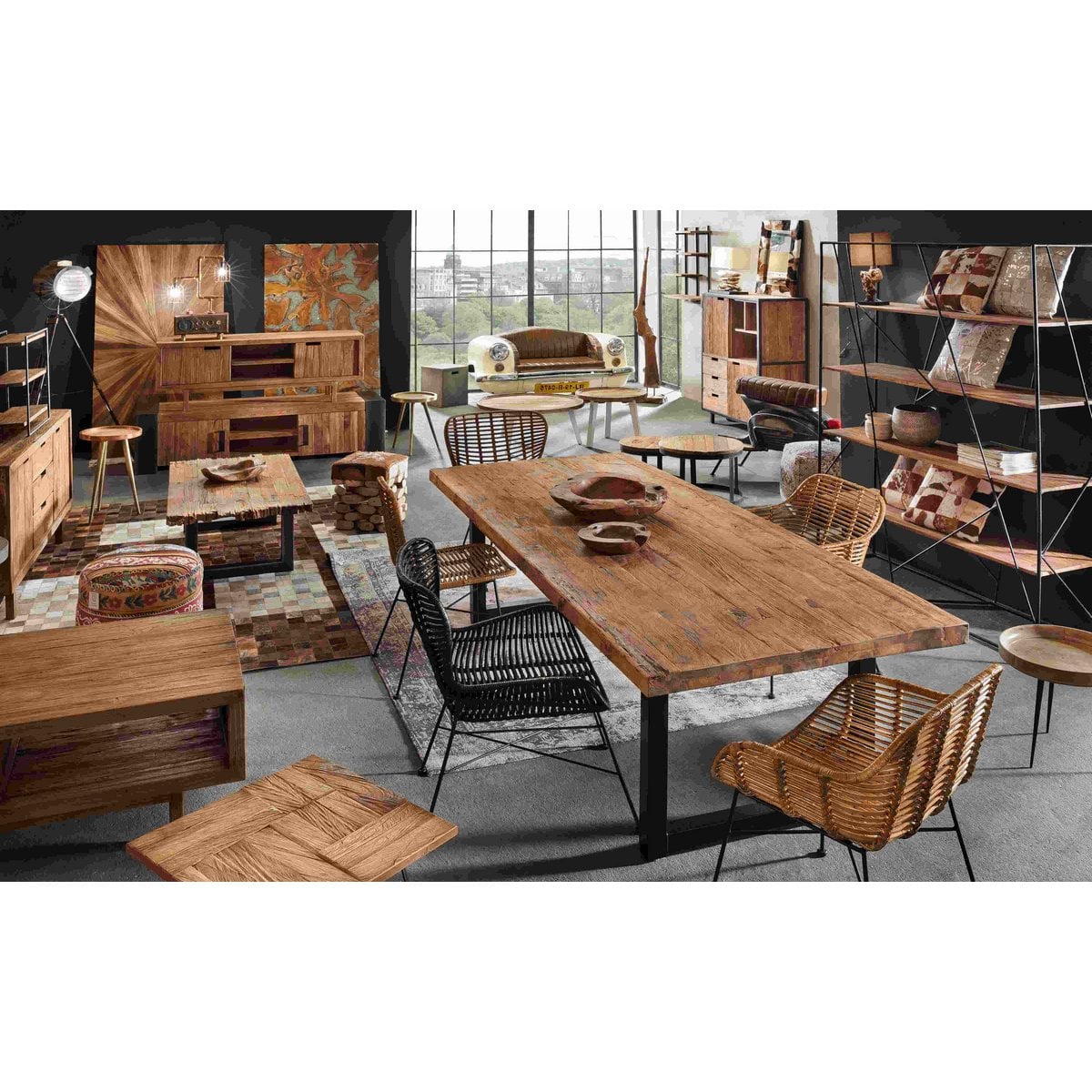 Rattansessel mit schwarzem Metallgestell | VIA X SELECTION