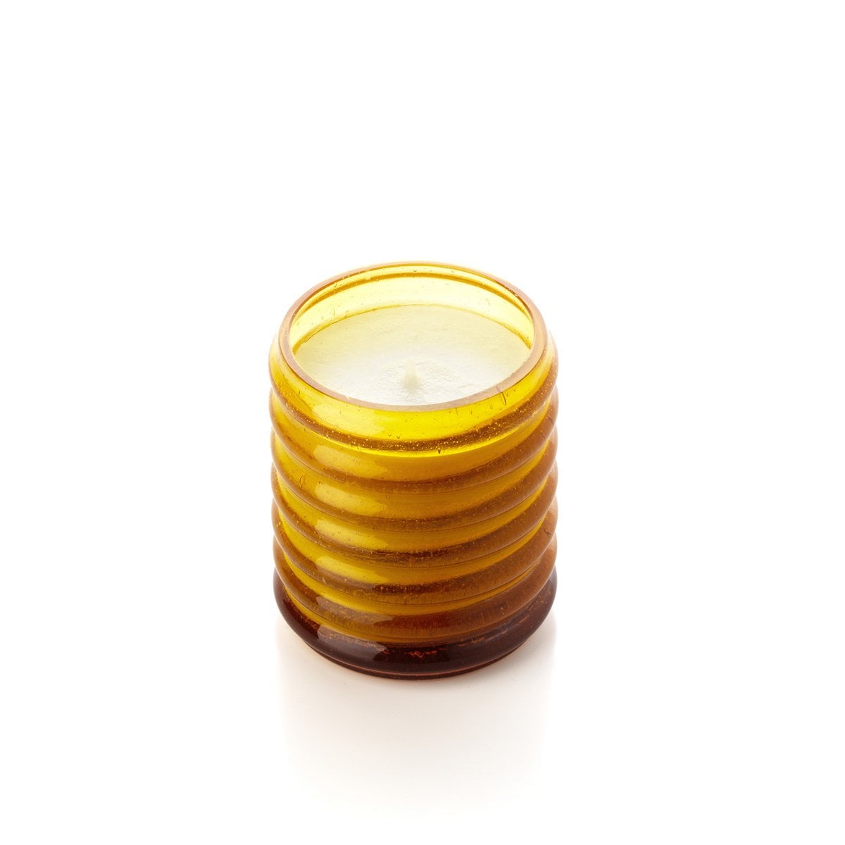 Kerzenglas aus honigfarbenem Rippglas breit 9,5 cm | VIA X SELECTION