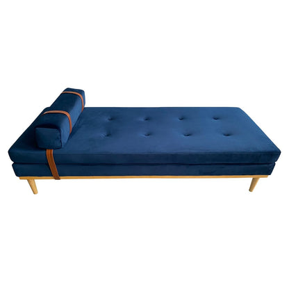 Daybed aus blauem Samt mit Nackenrolle | VIA X SELECTION