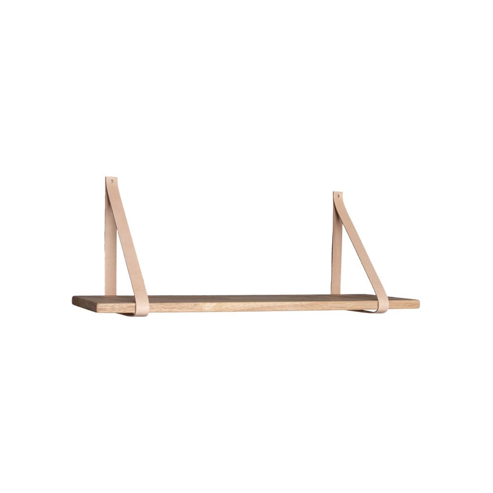 Wandregal mit Lederriemen natur, 80 × 20 × 2 cm | VIA X SELECTION