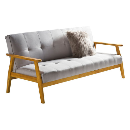 Schlafsofa in hellgrauem Webstoff mit Eichenholzgestell | VIA X SELECTION