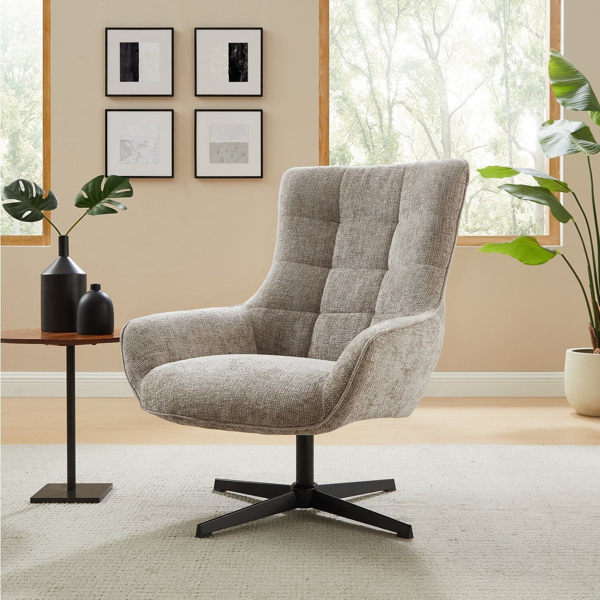 Drehsessel aus Chenille hellgrau | VIA X SELECTION