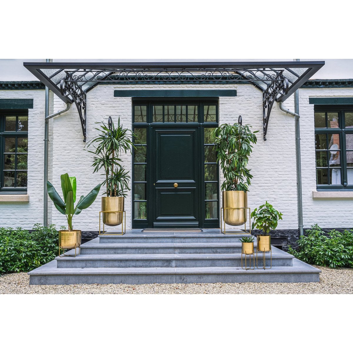Pflanzgefäß auf Stand aus Aluminium, messingfarben, 20 ×, 20 × 42 cm | VIA X SELECTION