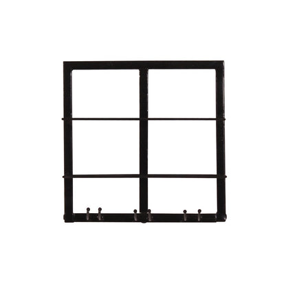 Wand-Weinregal aus schwarzem Metall und Kork für 2 Flaschen und 3 Gläser, 15 × 35 × 35 cm | VIA X SELECTION