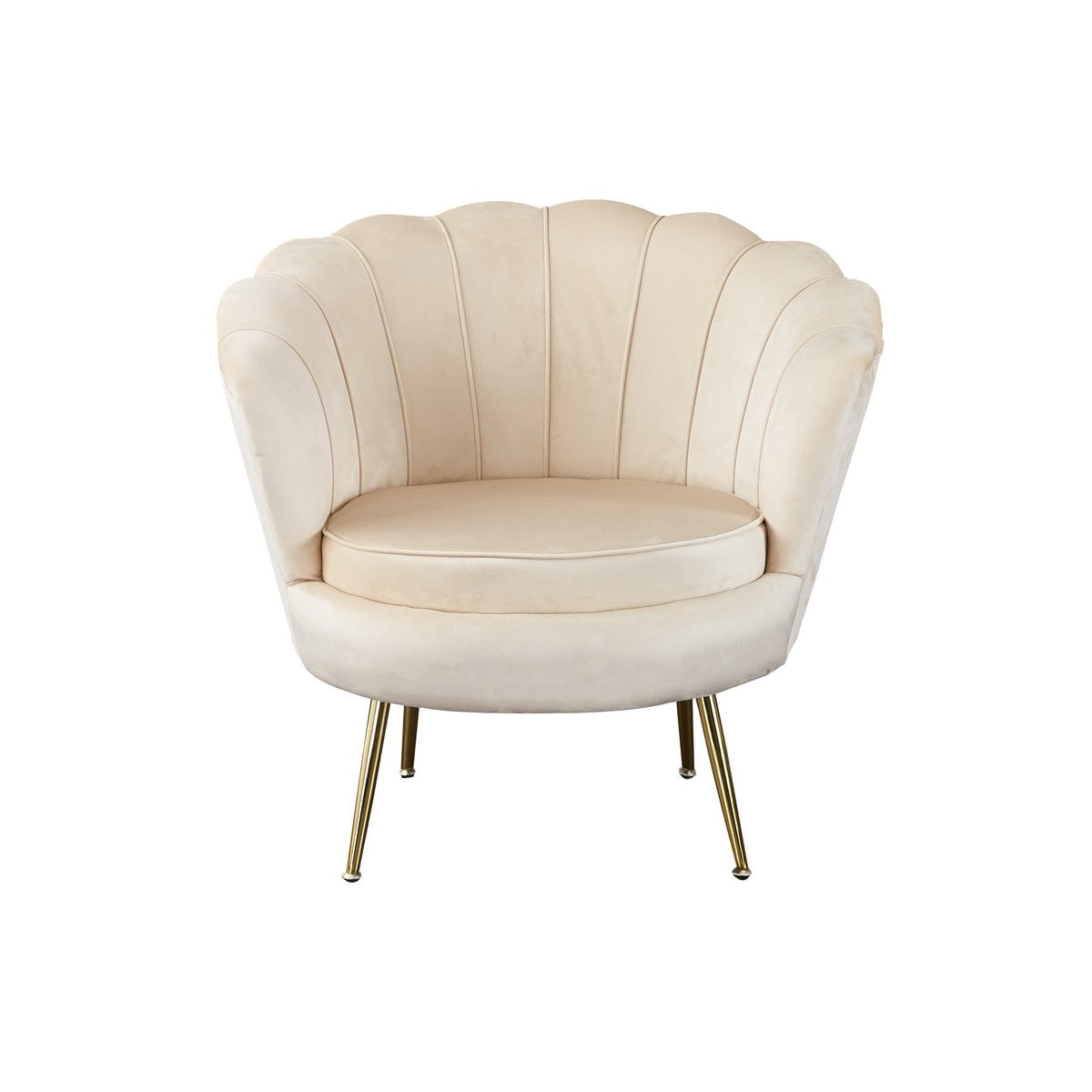 Muschelsessel aus Samt beige mit goldfarbenem Gestell | VIA X SELECTION