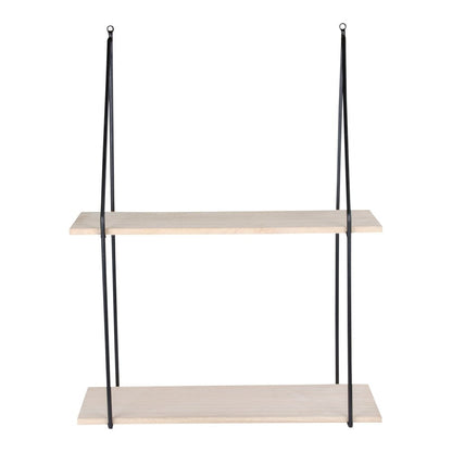 Wandregal mit 2 Holzablagen schwarz-natur, 55 × 21 × 72 cm | VIA X SELECTION