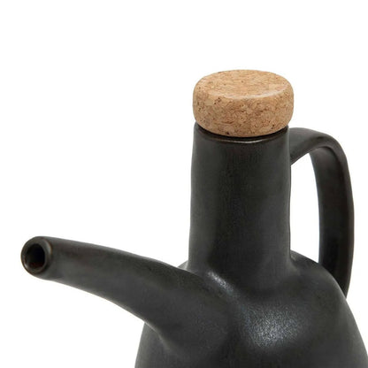 Ölflasche aus schwarzem Steinzeug 16,5 cm | VIA X SELECTION