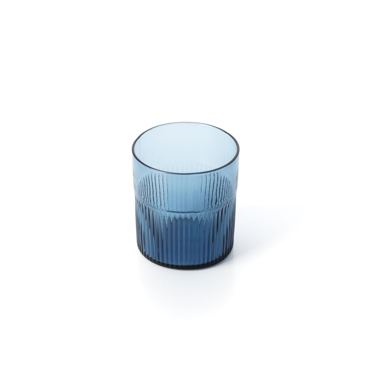 Niedriges Trinkglas aus blauem Recyclingglas 9,5 cm | VIA X SELECTION