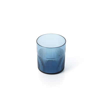 Niedriges Trinkglas aus blauem Recyclingglas 9,5 cm | VIA X SELECTION