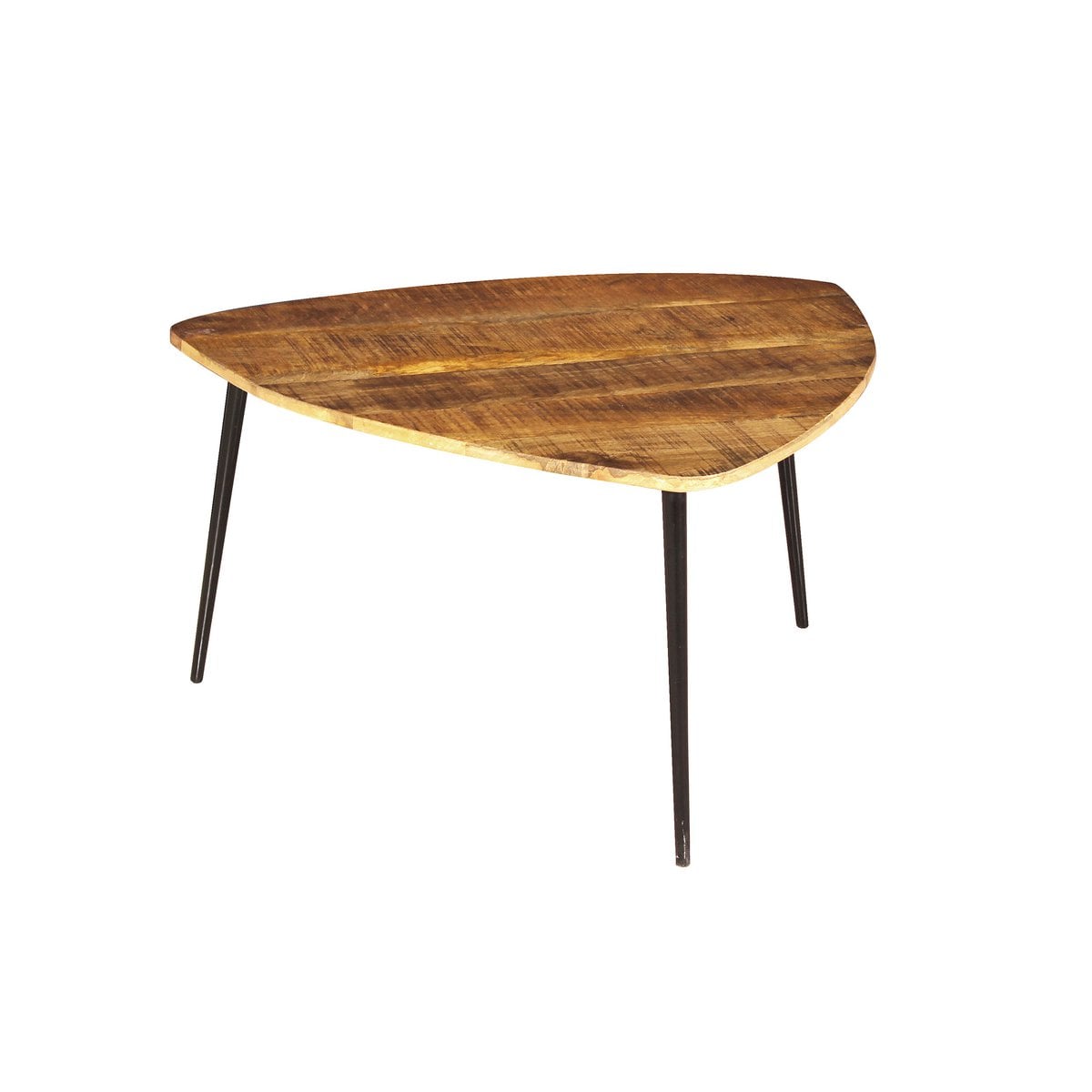 Dreieckiger Couchtisch aus Mangoholz und Metall, 80 × 80 × 47 cm | VIA X SELECTION
