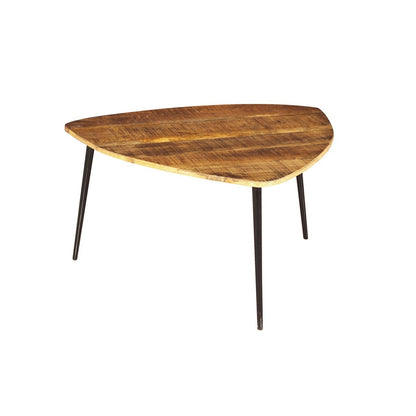 Dreieckiger Couchtisch aus Mangoholz und Metall, 80 × 80 × 47 cm | VIA X SELECTION