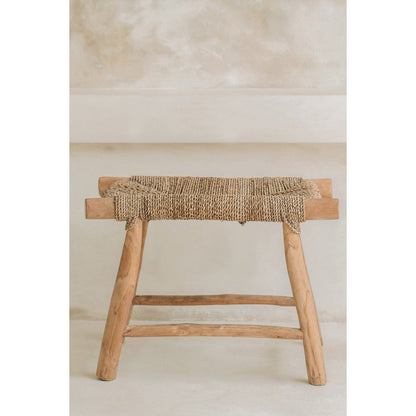 Hocker aus Seegras natur mit rechteckiger Form | VIA X SELECTION