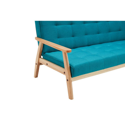 Schlafsofa in petrolfarbenem Strukturstoff mit Holzgestell | VIA X SELECTION
