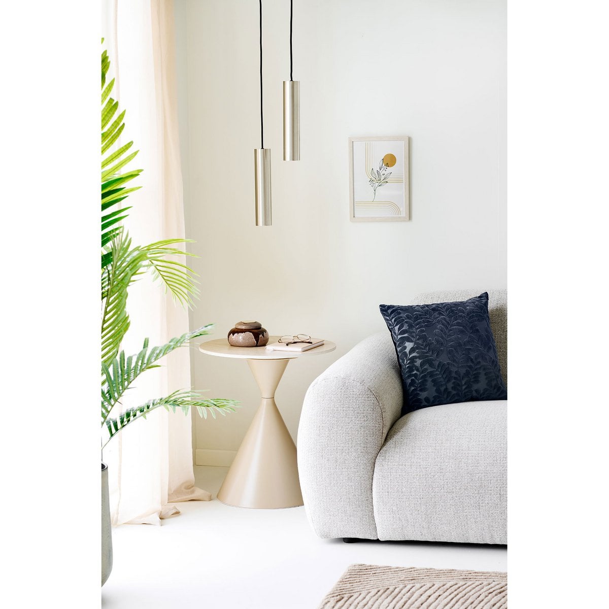 Beistelltisch aus Keramik in Travertinoptik, Ø, 50 × 56 cm | VIA X SELECTION