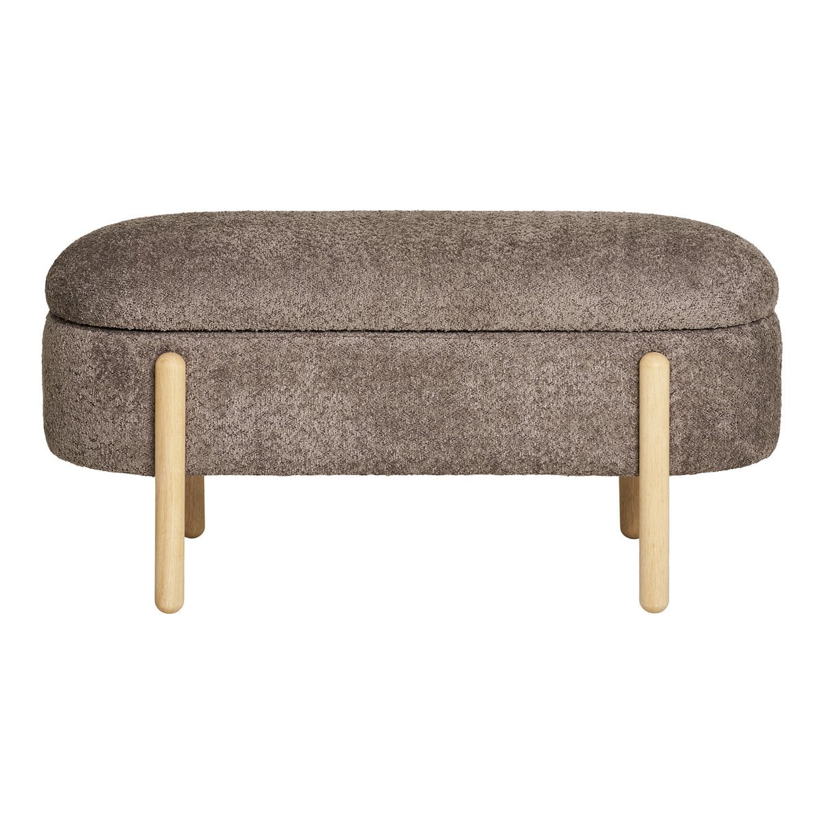 Sitzbank aus Stoff braun 98 cm mit Holzgestell | VIA X SELECTION