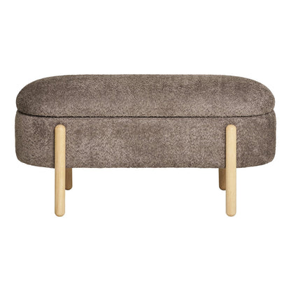 Sitzbank aus Stoff braun 98 cm mit Holzgestell | VIA X SELECTION